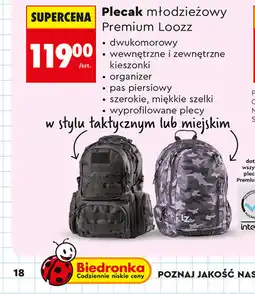 Biedronka Plecak młodzieżowy Premium Loozz oferta