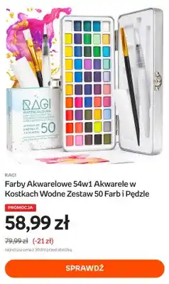 Empik Farby akwarelowe w kostkach Ragi zestaw 50 farb i pędzle oferta