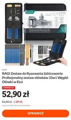 Empik Zestaw do rysowania i szkicowania RAGI profesjonalny zestaw ołówków 33w1 węgiel ołówki w etui oferta