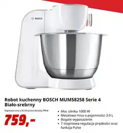 Media Markt Robot kuchenny Bosch MUM58258 Serie 4 biało-srebrny oferta