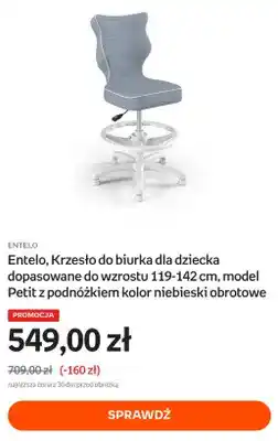 Empik Krzesło do biurka dla dziecka Entelo Petit z podnóżkiem obrotowe oferta