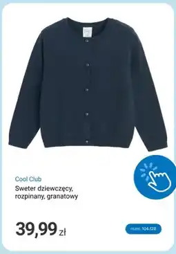 Smyk Sweter dziewczęcy rozpinany granatowy Cool Club oferta