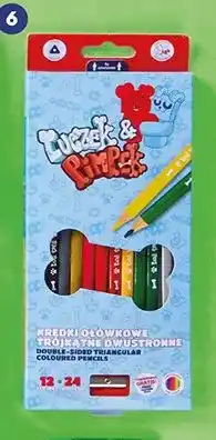 Biedronka Kredki ołówkowe trójkątne dwustronne Luczek & Pimpek 12 sztuk oferta