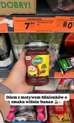 Biedronka Dżem Łowicz wiśnia-banan Minionki oferta