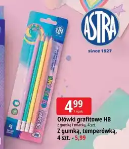 E.Leclerc Ołówki grafitowe HB Astra z gumką i miarką 4-pak oferta