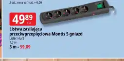 E.Leclerc Listwa zasilająca przeciwprzepięciowa Montis 5 gniazd 1,5 m oferta