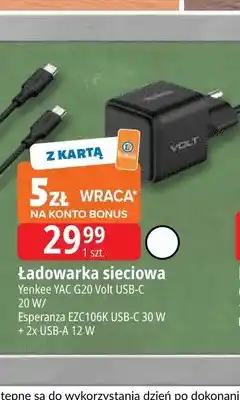 E.Leclerc Ładowarka sieciowa Yenkee YAC G20 Volt USB-C 20W oferta