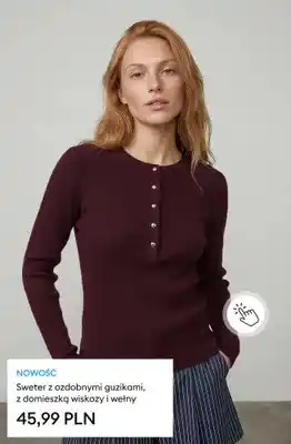 Sweter z ozdobnymi guzikami z domieszką wiskozy i wełny