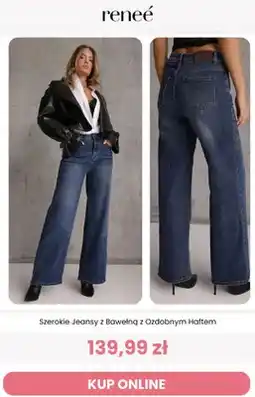 Renee Szerokie jeansy z bawełną z ozdobnym haftem Renee oferta