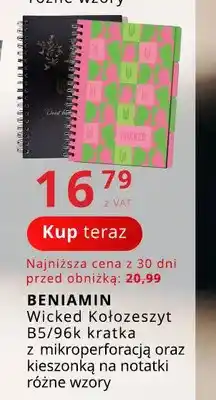 Poczta Polska Kołozeszyt B5 96k kratka Beniamin Wicked oferta