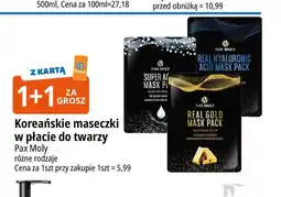 E.Leclerc Koreańskie maseczki w płacie do twarzy Pax Moly Real Gold oferta