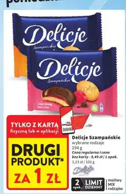 Intermarche Ciastka Delicje Szampańskie o smaku malinowym oferta