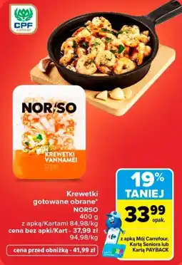 Carrefour Krewetki gotowane obrane NORSO oferta
