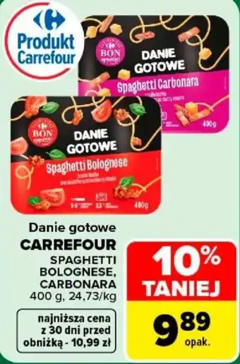 Carrefour Danie gotowe CARREFOUR Spaghetti Bolognese, Carbonara oferta