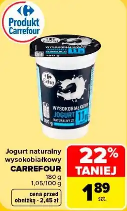 Carrefour Jogurt naturalny wysokobiałkowy CARREFOUR oferta