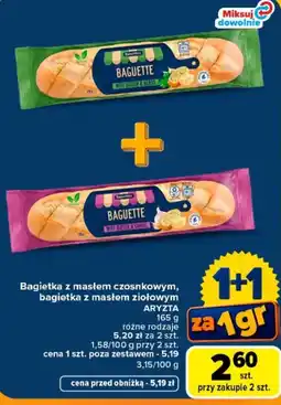 Carrefour Bagietka z masłem czosnkowym, bagietka z masłem ziołowym oferta