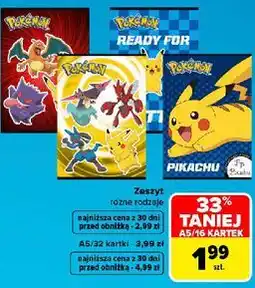 Carrefour Market Zeszyt Pokémon różne rodzaje A5/16 kartek oferta