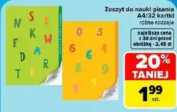 Carrefour Market Zeszyt do nauki pisania A4/32 kartki różne rodzaje oferta