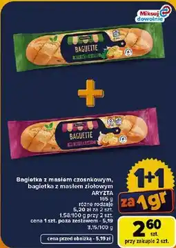 Carrefour Bagietka z masłem czosnkowym, bagietka z masłem ziołowym Aryzta oferta