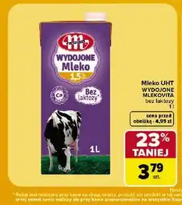Carrefour Mleko UHT Wydojone Mlekovita bez laktozy 1,5% oferta