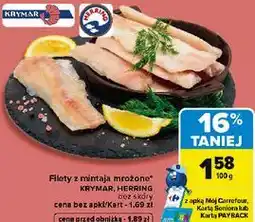 Carrefour Filety z mintaja mrożone bez skóry Krymar, Herring oferta