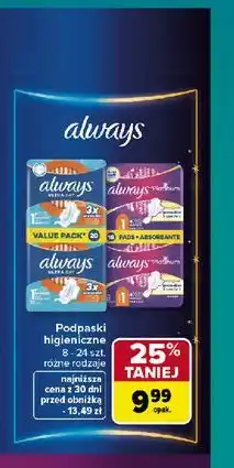 Carrefour Podpaski higieniczne Always oferta