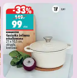 Biedronka Gęsiarka żeliwna emaliowana 21 x 10,5 cm, okrągła, kremowa Konighoffer oferta