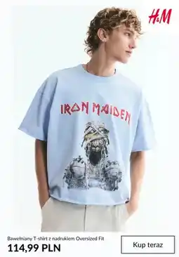 H&M T-shirt bawełniany z nadrukiem Oversized Fit H&M oferta