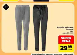 Carrefour Spodnie welurowe damskie TEX oferta