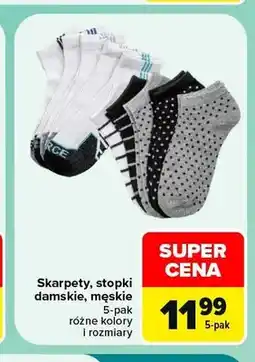 Carrefour Skarpety stopki damskie męskie 5-pak oferta