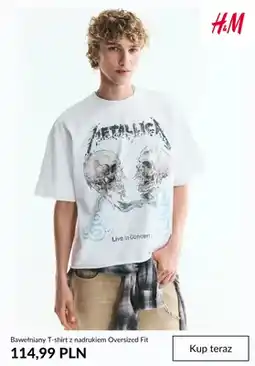 H&M T-shirt bawełniany z nadrukiem Oversized Fit H&M oferta