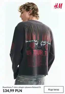 H&M Bawełniany T-shirt z długim rękawem Relaxed Fit H&M oferta