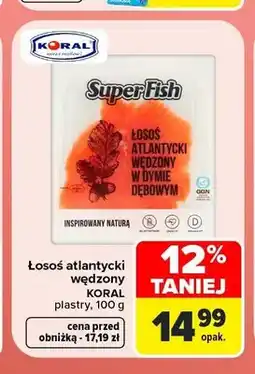 Carrefour Łosoś atlantycki wędzony plastry Koral oferta