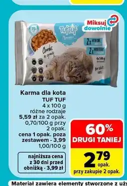 Carrefour Karma dla kota Tuf Tuf Chunks in gravy 4-pak oferta