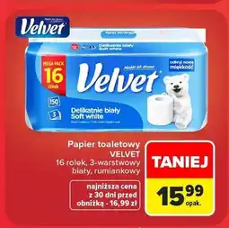 Carrefour Papier toaletowy Velvet Delikatnie biały Soft white 16-pak oferta