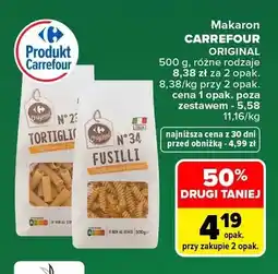 Carrefour Makaron Carrefour Original Tortiglioni oferta