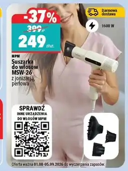 Biedronka Suszarka do włosów MPM MSW-26 z jonizacją oferta