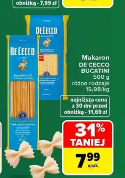 Carrefour Makaron De Cecco Bucatini oferta