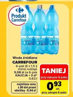 Carrefour Woda źródlana Carrefour 6-pak oferta