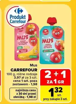 Carrefour Mus jabłko banan truskawka Carrefour Sensation oferta