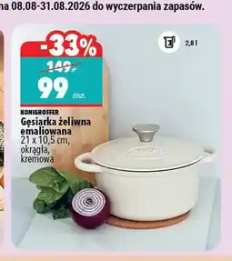 Biedronka Gęsiarka żeliwna emaliowana Konighoffer 21x10,5 cm okrągła kremowa oferta