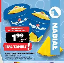 Netto Jogurt owocowy Jogobella Zott ananasowy oferta