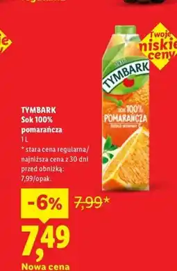 Lidl Sok 100% pomarańcza Tymbark oferta