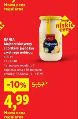 Lidl Majonez klasyczny z żółtkami jaj od kur z wolnego wybiegu Kania oferta