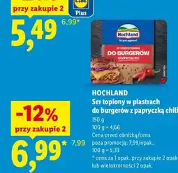 Lidl Ser topiony w plastrach do burgerów z papryczką chili Hochland oferta