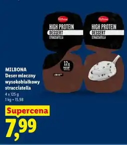 Lidl Deser mleczny wysokobiałkowy stracciatella Milbona 4-pak oferta