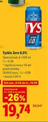 Lidl Piwo bezalkoholowe Tyskie Zero 6-pak oferta