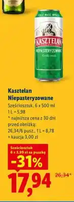 Lidl Piwo Kasztelan Niepasteryzowane 6-pak oferta