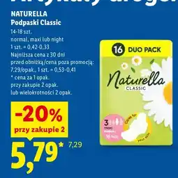Lidl Podpaski Naturella Classic normal oferta