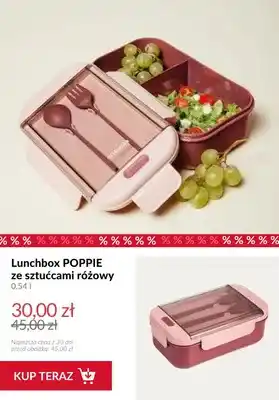 Lunchbox Homla Poppie ze sztućcami różowy